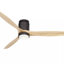 52"  Indoor 3 Blade Hugger Ceiling Fan, Black Natural Wood for Living Room Kitchen