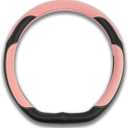 INEBIZ Universal Car Steering Wheel Cover Microfiber Leather Viscose Multi-Element Stitching (Black&Pink, D)