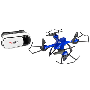 Sky Rider Helios Quadcopter Drone with Wi-Fi Camera and VR Goggle Value Pack, Black and Blue