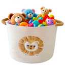 Toy Storage Basket for Kids Baby Laundry Baskets for Blanket Cute Toys Organizer Nursery Hamper Cotton Rope Baskets for Organizing, tp Diaper Storage Bin for Baby Shower Gifts, Dog Cat Toy Box (Lion)