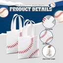 Sweetude 12 Pcs Baseball Party Gift Bags Sports Theme Candy Goodie Bags 7.8 x 7.8 Inch Baseball Non Woven Totes with Handles for Sports Party Favors Birthday Decor Supplies