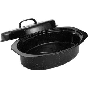 13" Granite Roasting Pan,Enameled Oval Roasting Pan with Domed Lid, Oval Turkey Roaster Pot, Broiler Pan Great - For Roasted Turkey, Chicken, Lamb, Vegetables 2026 Update