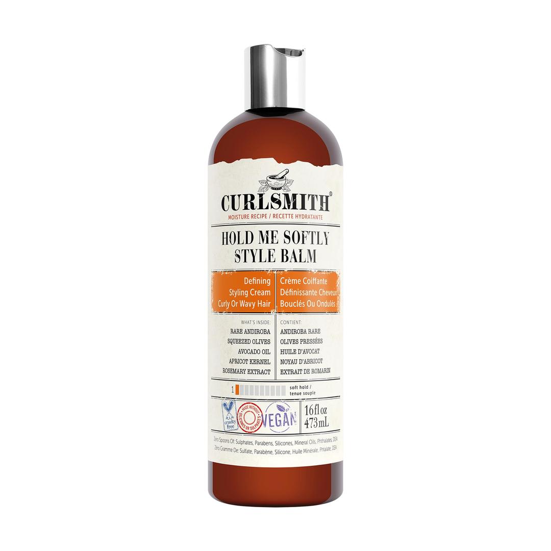 CURLSMITH Hold Me Softly Style Balm - Curl Enhancing, Soft Hold Curl Cream, Lightweight, No Crunch Curl Cream, For All Curl Types, Vegan & Cruelty Free 16 Oz