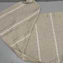 NEWISHER Rustic Farmhouse Embroidered Small Square Tablecloth Jacquard Striped Table Cloth Linen Texture Washable Side Table Cover Kitchen Dining Home Decoration Yellow 36x36 inch, Almond Buff