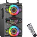 Portable Bluetooth Speakers 60W Big Powerful Wireless Loud Stereo Bass Sound Boombox Home Party Speaker with Subwoofer, FM Radio, LED Colorful Lights