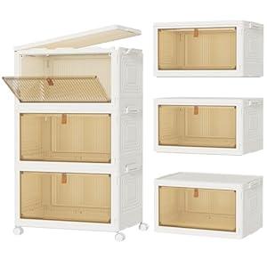 Closet Organizers and Storage 23Qt 3 Pack Stackable Storage Bins with 1 Lid Closet Organizer Boxes for Clothes Foldable Storage Box for Clothes/Office Supplies/Snacks