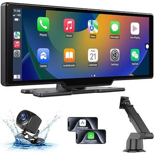 Wireless Carplay Screen for Car, 10.26" HD Car Stereo Touch Screen with Android Auto& Carpaly, 1080p Backup Camera, Car Audio Receiver with Voice Control, Mirror Link, Bluetooth, Navigation