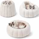 PAWSPIK 3-in-1 Convertible Plush Cave & Donut Bolster Dog & Cat Bed
