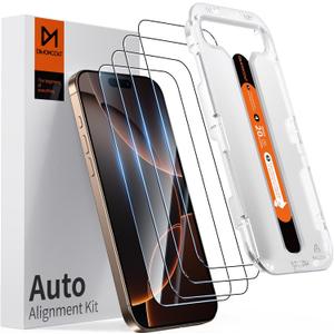 DIMONCOAT 4-Pack TOP 9H+ Glass for iPhone 16 Pro Screen Protector 6.3"[Auto Alignment Kit] [10X Military Protection] UNBREAK Tempered Glass Flim for iPhone 16 Pro 6.3 inch Case-Friendly (HD Clear)