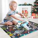 CUTE STONE Toy Airplane with Smoke, Lights & Sounds, Friction Powered Plane Toy with Mini Cars for Kids, Great Christ Gift for Boys and Girls