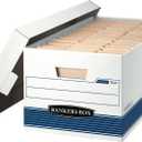 Bankers Box 12-Pack Medium Duty File Storage Boxes with Lids, FastFold Assembly, 24 Inch Letter, STOR/FILE, (00701)