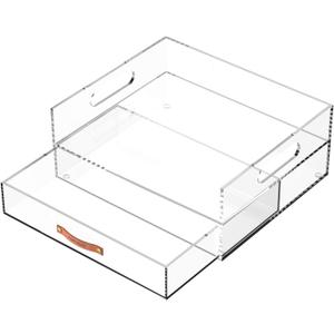 Acrylic Desk Organizer Drawer + Inbox with Letter Tray 12.6 x 10.6 x 5, A4 Size, Clear