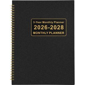 Monthly Planner 2026-2028, 3 Year Calendar 2026-2027-2028 Monthly Planner, JAN 2026 - DEC 2028, 8.5" x 11", Spiral Bound, Notes Pages for School, Office, Home Planning - Black