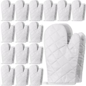 Geyoga 12 Pairs Oven Mitts Heat Resistant Kitchen Long White Oven Gloves Mitts Thick Cotton Winter Quilted Baking Flexible Glove Bulk for DIY Iron on Transfers Cooking BBQ Picnic Kitchen 10.6 Inch