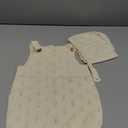 LAWKUL Baby Knit Romper Sleeveless 100% Cotton Jumpsuit with Hat Newborn Outfits Overall Bodysuit One Piece 2pcs (6-12Months, Cream1)