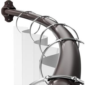 Curved Shower Curtain Rod, Adjustable 40-72 inches Extra Wide Curved Shower Rods for Bathroom, Rust proof Shower Rod, Stainless Steel Curved Curtain Rod for Shower, Bathtub, Bronze