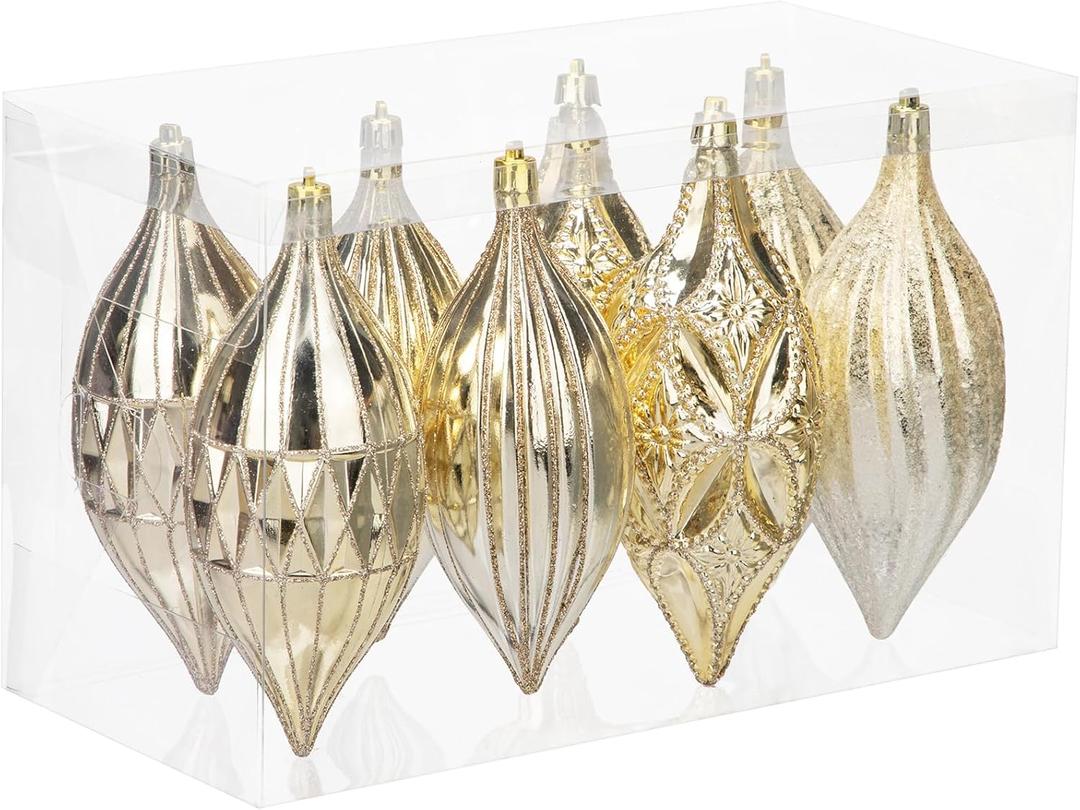 Christmas Ornament Ball for Tree Decorations Final Drop Hanging Ornaments Hand Painted Glitter Christmas Ball Ornaments 8 Set 6.7 Gold Ornaments for Xmas Home Party Decor
