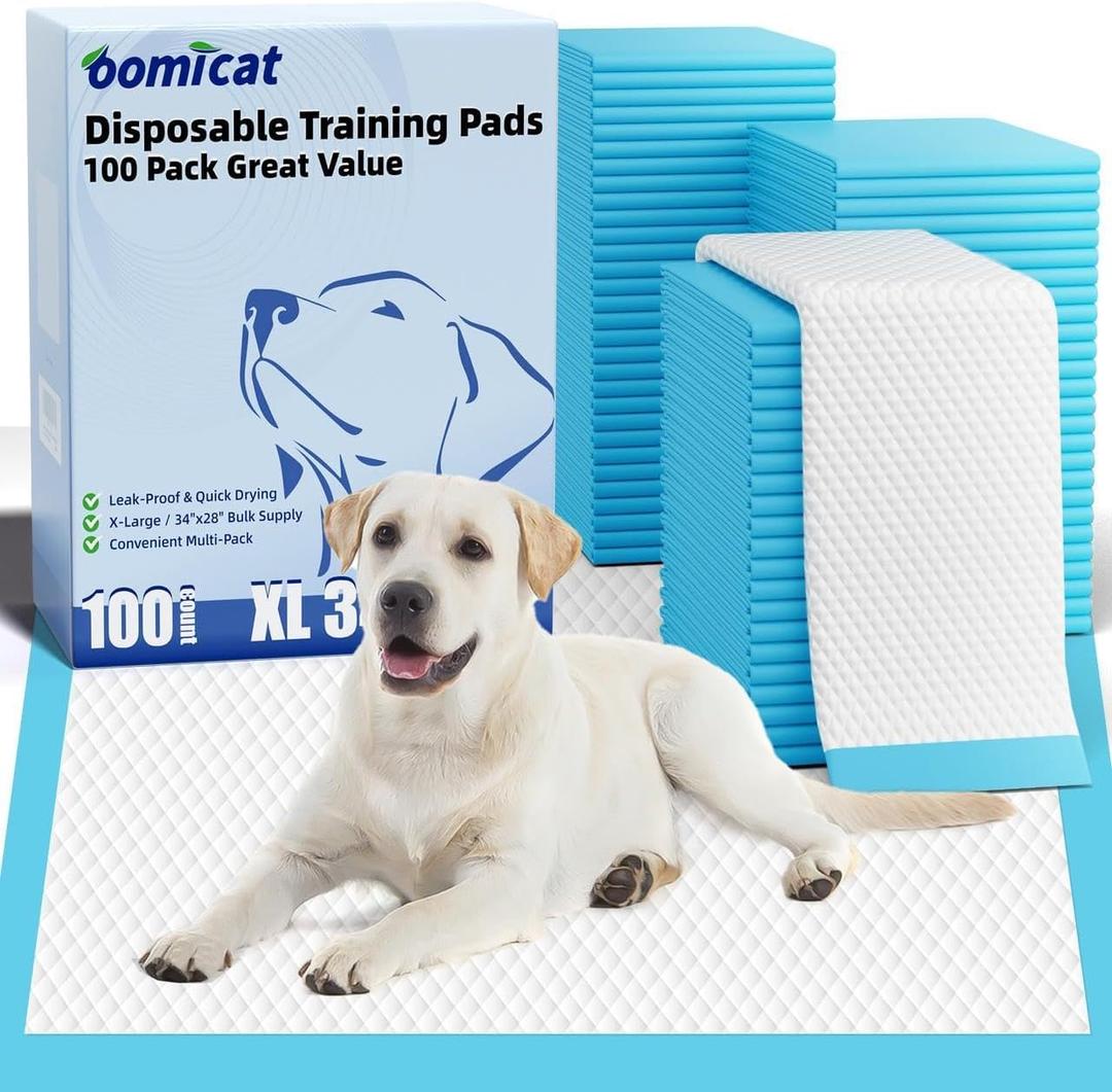 Puppy Pads XL 100 Count, Dog Pee Pads Extra Large, 34"x28" Pee Pads for Dogs, X-Large Disposable Dog Training Pads Super Absorbent & Leak-Proof, Quick-Dry Potty Piddle Pads for Doggy, Cats, Pet Supplies
