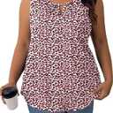 DOLNINE Plus Size Tank Tops for Women Summer Dressy Casual Sleeveless Blouses Loose Fit Keyhole Pleated Crewneck Work Shirts, XL