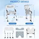 DEWEL Foldable Shower Chair for Elderly and Disabled, Folding Shower Seat with Armrests and Back Height Adjustable, Aluminum Alloy Bath Seat for Inside Shower, 330lbs Capacity(Gray)