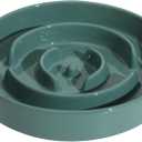 Ceramic 1.6 Cup Slow Feeder Dog Bowl for Medium and Large Breed, 8.2inch Puzzle Dog Food Dish, Anti-Gulping, Stop Bloat, Preventing Choking (Single Bowl-Dark Green)