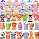 24 Pack Prefilled Easter Eggs with Animal Squishy Toys Slow Squeeze Toys for Kids Girls Boys Easter Basket Stuffers Party Favors Gifts Easter Egg Fillers
