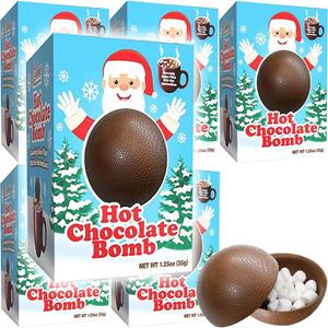 Christmas Hot Milk Chocolate Bombs, 12-Pack Chocolaty Hallow Filled with Mini Marshmallows Birthday, Cocoa Bombs (EXP 02/11/27)
