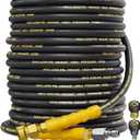 4200PSI Pressure Washer Hose 75FT with 3/8" Swivel Quick Connect for Cold/Hot Water, Kink Resistant Steel Wire Braided,1/4" Wear Resistant Power Washer Hose with 2 M22 14mm Adapter Set