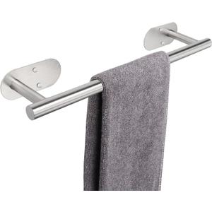 TocTen Self Adhesive Bathroom Towel Bar, Stick Towel Rack for Bathroom, Rustproof Stainless Steel Bath Towel Holder No Damage, Easy to Install Adhesive Towel Rod for Bathroom (Brushed Nickel, 16 Inch)