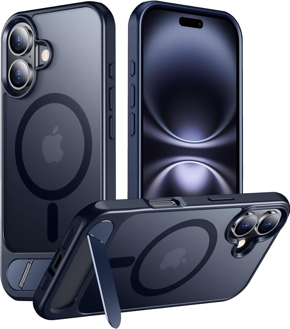 Magnetic Compatible with iPhone 16 Plus Case, [Built-in Invisible Kickstand][Compatible with MagSafe] [Military Grade Shockproof] Slim Translucent Matte Phone Case for iPhone 16 Plus 6.7"