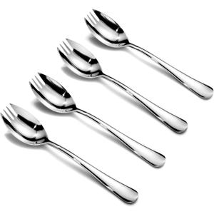 Alata Sporks, 12-Pack Food-grade Stainless Steel Sporks, 7.4 Inches Long Handle Salad Forks For Dessert, Ice Cream, Salad, Soup, Noodle, Spaghetti, Dishwasher Safe (Silver)