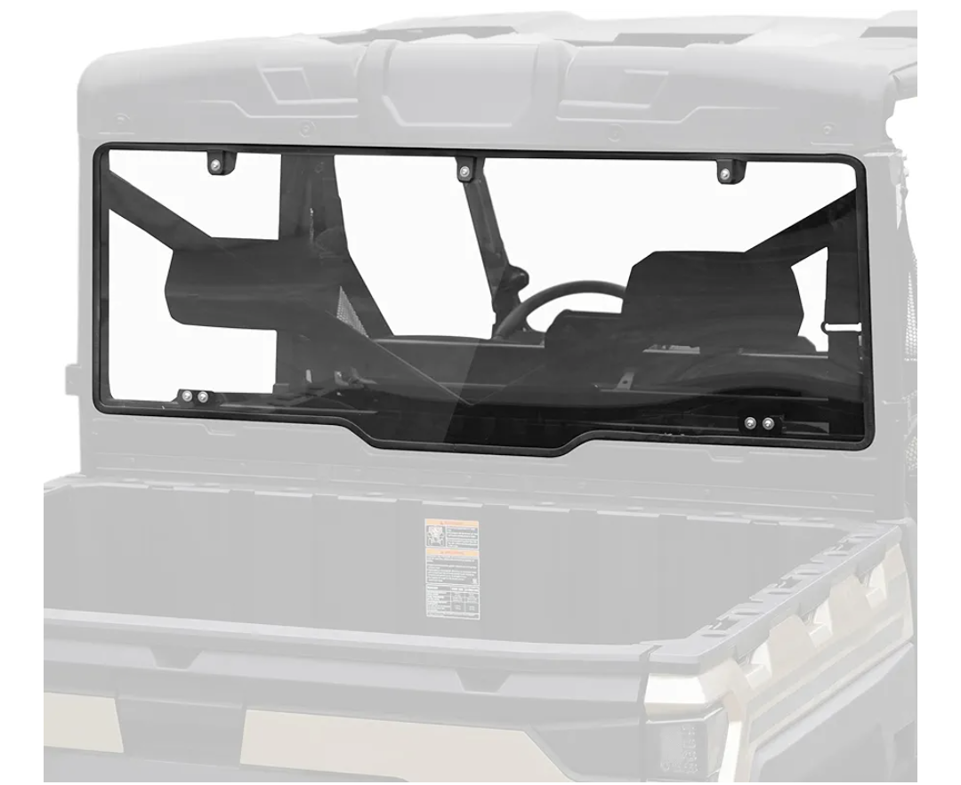 SAUTVS Clear Polycarbonate Rear Windshield Back Window for Polaris Ranger XP 1000/1000/Crew 2017-2025, XP 900/570/Diesel 2013-2025 with All Seal Quick Installation Accessories (Compatible with Roof)