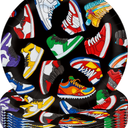 CANDY CHEF Sneaker Party Plates Sneaker Shoes Birthday Party Supplies 48PCS Sport Sneaker Disposable Paper Dessert Plates for Shoes Theme Tableware Decor