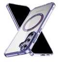 Magnetic Samsung Galaxy S24 Case, [Compatible with Magsafe] [Metallic Camera Lens] [Anti-Slip Silicone Edge] [Semi-Transparent Skin-Feel Back] Durable Phone Cover for S24, Matte Purple