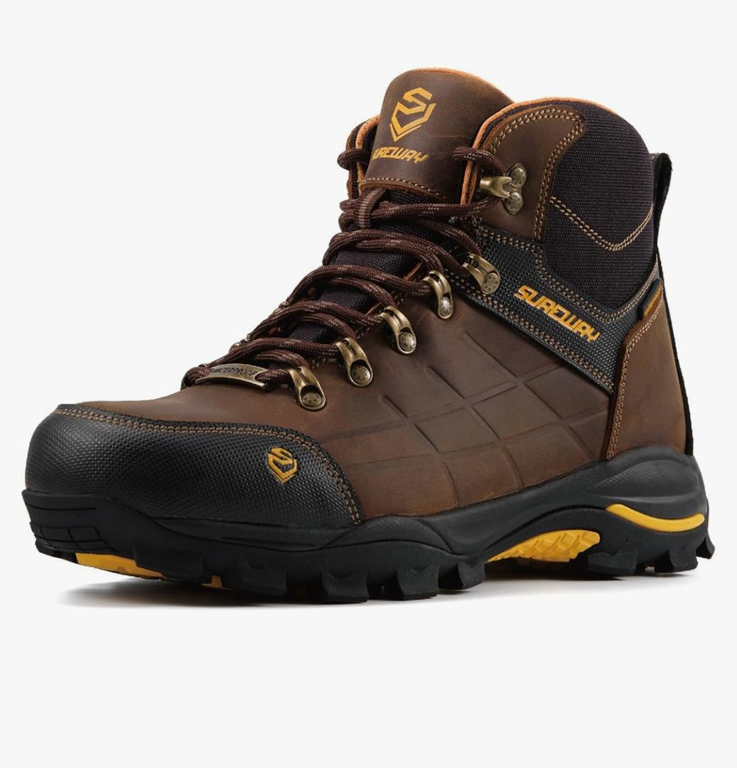 SUREWAY Men's Waterproof Steel/Soft Toe 6" Work Boot, Slip Resistant Leather Ankle Safety Boot for Construction,Roofing & Hunting,Comfort & Durability Size 10
