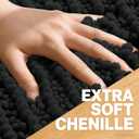 OLANLY Toilet Rugs U Shaped 24x20, Thick Soft and Absorbent Chenille Contour Bath Mat, Non-Slip Rubber Backing, Machine Washable Quick Dry Toilet Mat, Home Decor Accessories, Black