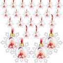 Skylety 36 Pcs Photo Ornament Ball Christmas 3.54" Clear Plastic Hanging Photo Frame Ornament Family Picture Baubles for Christmas Tree Valentine Gift Decoration (Snowflake)