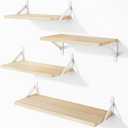 YGEOMER Floating Shelves for Wall, Different Sizes Natural Wood Wall Shelves for Living Room, Bathroom, Bedroom, Kitchen, Home Decor (Set of 4)