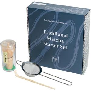 Naoki Matcha Traditional Matcha Starter Set - Bamboo Matcha Whisk (Chasen), Scoop (Chashaku), Stainless Steel Sifter - Japanese Matcha Tea Set