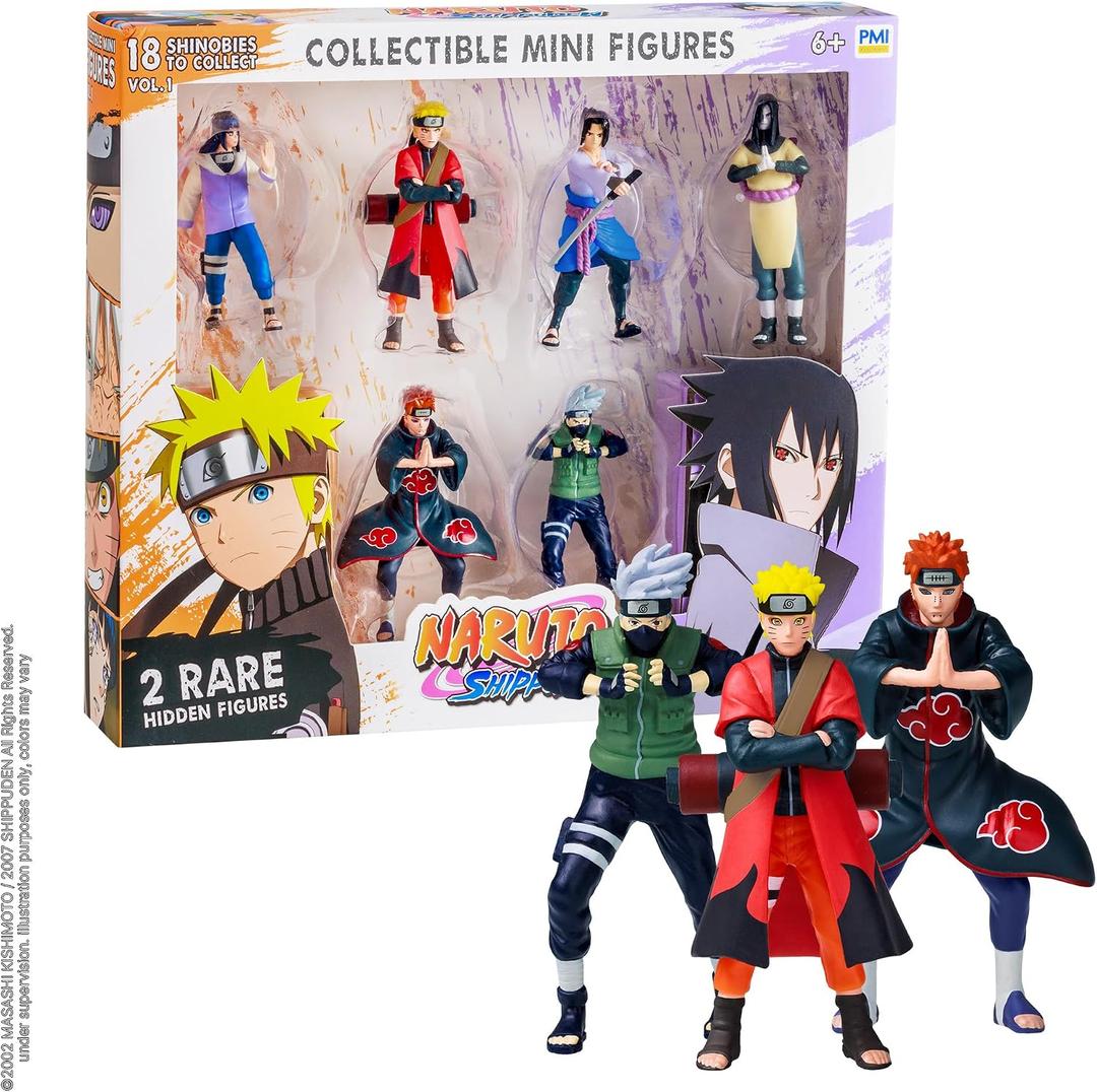 Naruto Shippuden Collectible Mini Figures 8-Pack Deluxe Box Multiple Assortments with Naruto, Sasuke, Kakashi, Itachi & More Characters (Assortment B)
