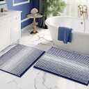BSICPRO Bathroom Rugs and Mats Sets, 2 Piece Thick Absorbent Chenille Bath Mat Rug Set Non Slip, Soft Shaggy Bath Room Floor Mats for Bathroom, Machine Washable (Navy, 20" x 47" Plus 20" x 32")