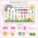 Capoda Spring Easter Bulletin Board Decorations Set - 3D Rainbow Hopping into Spring Classroom Decorations, Easter Bunny Egg Cutouts, Borders for Bulletin Boards Wall Door Chalkboard Office Supplies