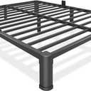 10 Inch Low Bed Frame Full with Round Corner Legs,3500 LBS Heavy Duty Low Profile Full Size Bed Frame Metal Platform, No Box Spring Needed, Easy Assembly, Noise-free, Headboard Compatible,Black