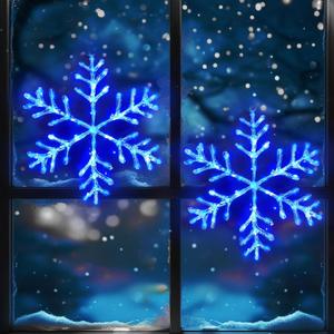 2 Pack Christmas Window Lights Snowflake Decorations, Snowflake Lights with 8 Lighting Modes for Holiday Indoor and Outdoor Wall Door Glass Decoration(Blue)