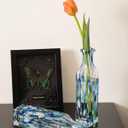 Blue and White Swirl Art Glass Vase, Ideal for Home, Office, Wedding Decor, Centerpieces and Table Arrangements 10 inch