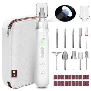 Electric Nail File Drill, Cordless 2000 mAh Rechargeable Nail Filer Electric, Portable Nail Dril Machine Drill for Nails Acrylic Manicure and Thick Toenails Buffer Grinder Care Professional (Silver)