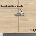 4 Pack Child Proof Sliding Cabinet Door Code Locks Baby Safety Cupboard Locks Adjustable U Shaped Cabinet Latches for Knob Handle Drawers Closet Plastic (4 PCS, White)