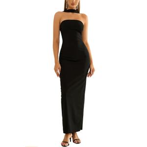 HTZMO Women Elegant Summer Bodycon Maxi Dress Halter Neck Formal Wedding Guest Cocktail Party Long Dresses, Size M