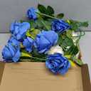 32 Pcs Blue, White Artificial Flowers Roses Fake, Silk Flowers with Stems for DIY Wedding Gothic Bridal Shower Centerpieces Arrangements Tables Decorations