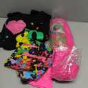 Vabean 19 Pcs 80s Costume Set T Shirt Leggings Tutu Skirt Headband Necklace Bracelets Earrings Gloves Leg Warmers for Women (M)